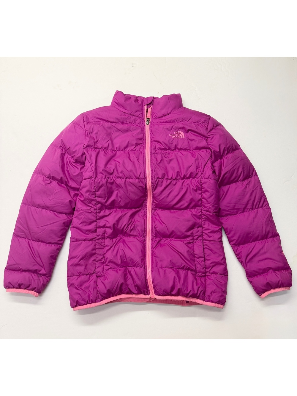 The North Face Girls Magenta Pink Andes Down Puffer Jacket Coat Size XL 18